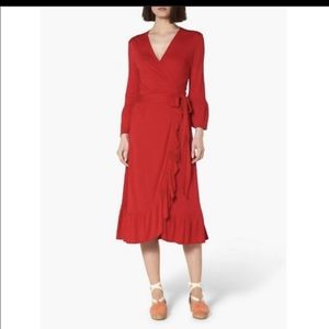 LK Bennett red wrap dress